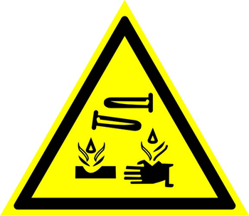 W04 опасно! едкие и коррозионные вещества (пластик, сторона 200 мм) - Знаки безопасности - Предупреждающие знаки - . Магазин Znakstend.ru